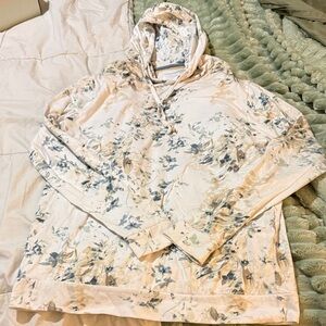 Denim & Flower Blue and Cream Floral Hoodie